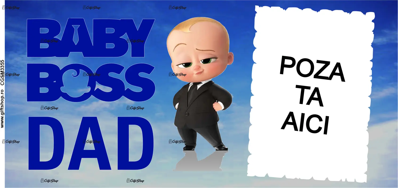 Baby boss dad, cana personalizata cu poza, 330ml, model 3355